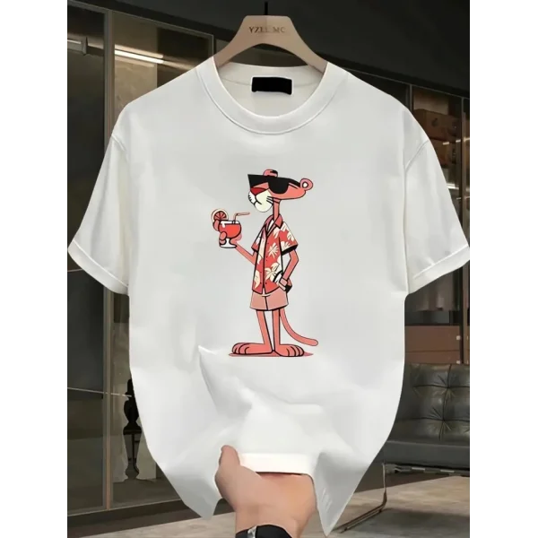 Baskılı Oversize Bisiklet Yaka T-shirt - Beyaz