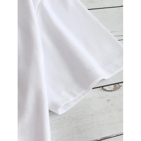 Baskılı Oversize Bisiklet Yaka T-shirt - Beyaz