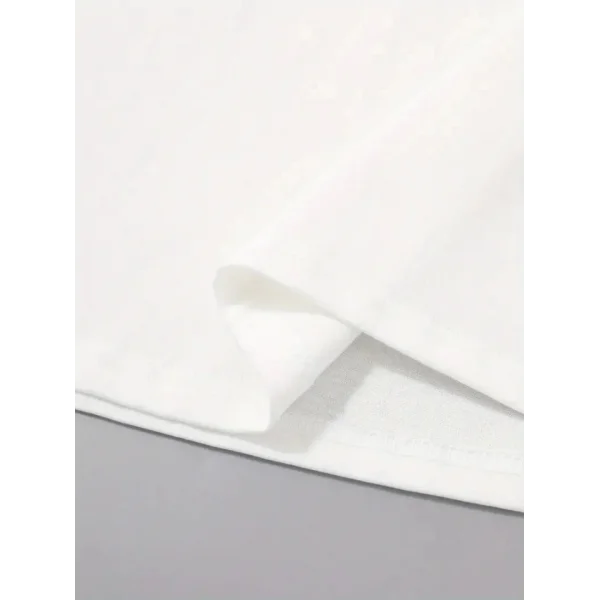 Baskılı Oversize Bisiklet Yaka T-shirt - Beyaz