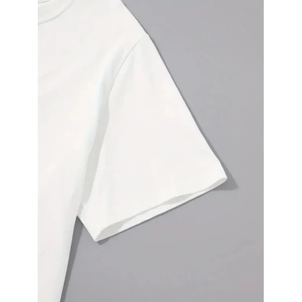 Baskılı Oversize Bisiklet Yaka T-shirt - Beyaz