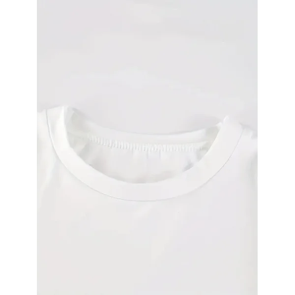 Baskılı Oversize Bisiklet Yaka T-shirt - Beyaz