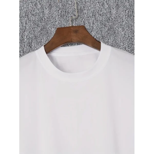 Baskılı Oversize Bisiklet Yaka T-shirt - Beyaz