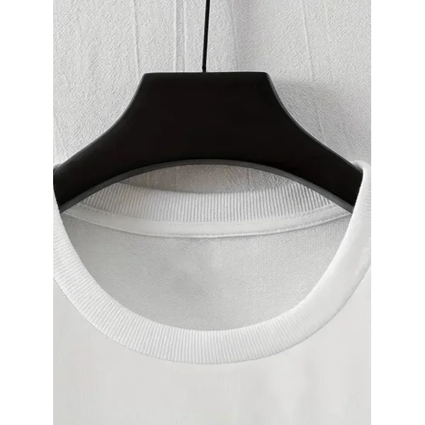 Baskılı Oversize Bisiklet Yaka T-shirt - Beyaz