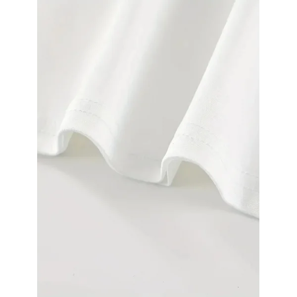 Baskılı Oversize Bisiklet Yaka T-shirt - Beyaz