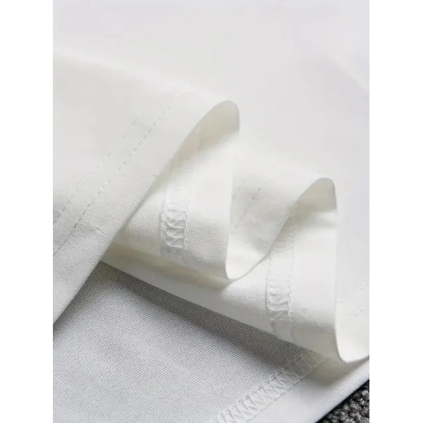 Baskılı Oversize Bisiklet Yaka T-shirt - Beyaz