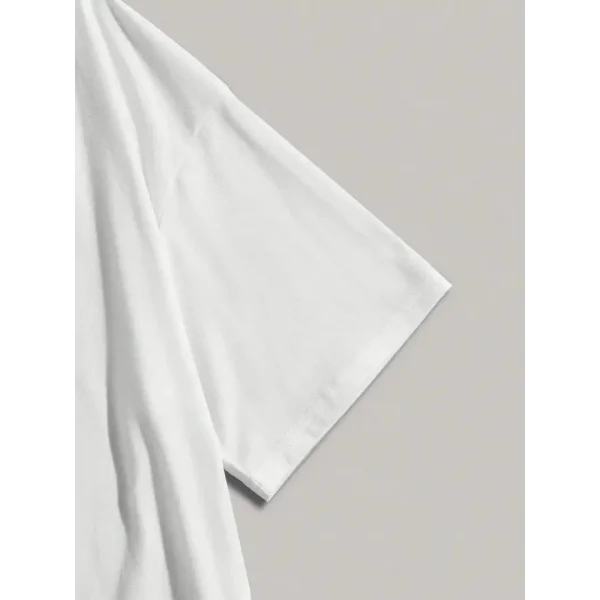 Baskılı Oversize Bisiklet Yaka T-shirt - Beyaz