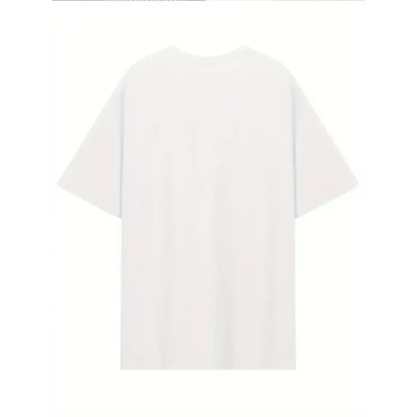 Baskılı Oversize Bisiklet Yaka T-shirt - Beyaz