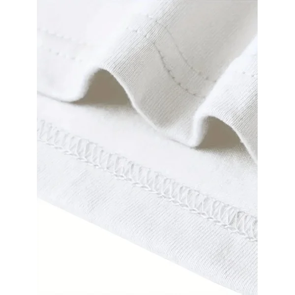 Baskılı Oversize Bisiklet Yaka T-shirt - Beyaz