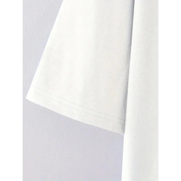 Baskılı Oversize Bisiklet Yaka T-shirt - Beyaz