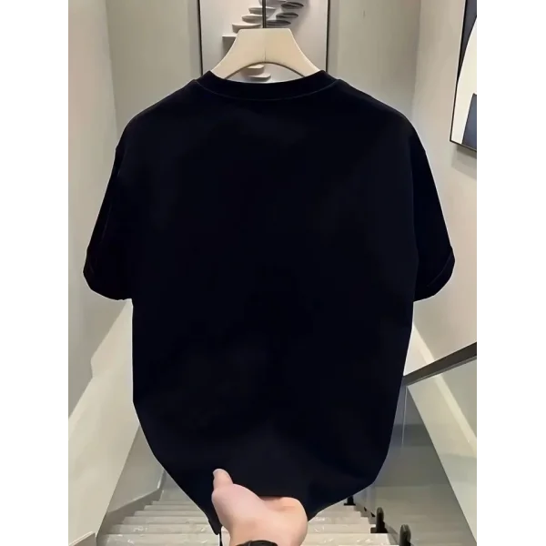 Baskılı Oversize Bisiklet Yaka T-shirt - Siyah