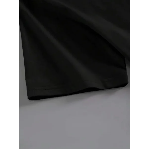 Baskılı Oversize Bisiklet Yaka T-shirt - Siyah