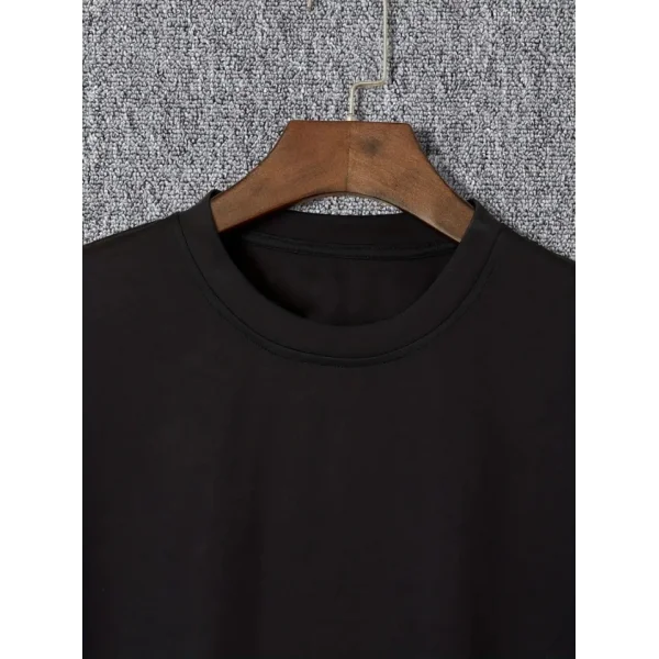 Baskılı Oversize Bisiklet Yaka T-shirt - Siyah