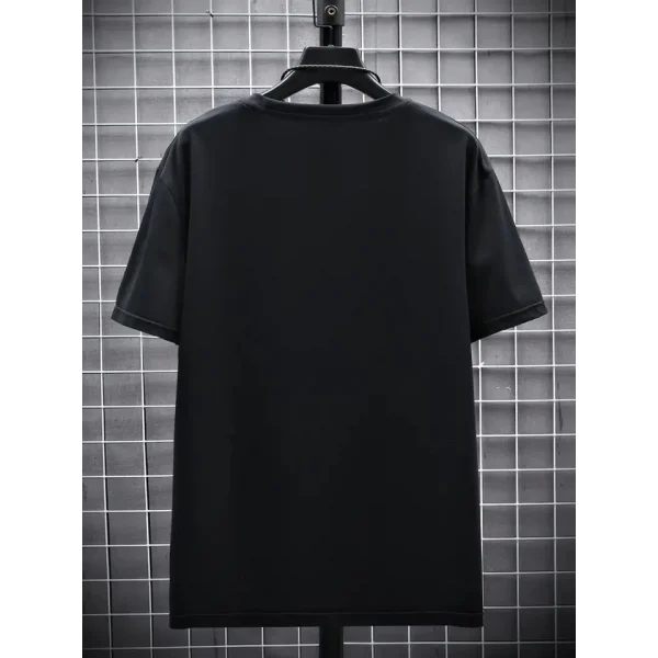 Baskılı Oversize Bisiklet Yaka T-shirt - Siyah