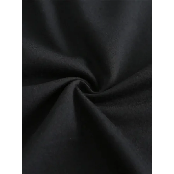 Baskılı Oversize Bisiklet Yaka T-shirt - Siyah