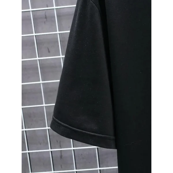 Baskılı Oversize Bisiklet Yaka T-shirt - Siyah