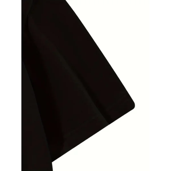 Baskılı Oversize Bisiklet Yaka T-shirt - Siyah