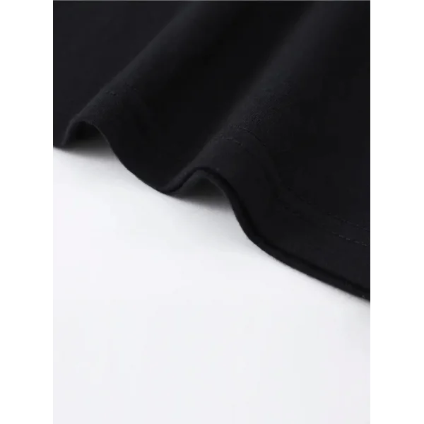 Baskılı Oversize Bisiklet Yaka T-shirt - Siyah