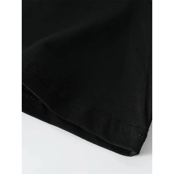 Baskılı Oversize Bisiklet Yaka T-shirt - Siyah