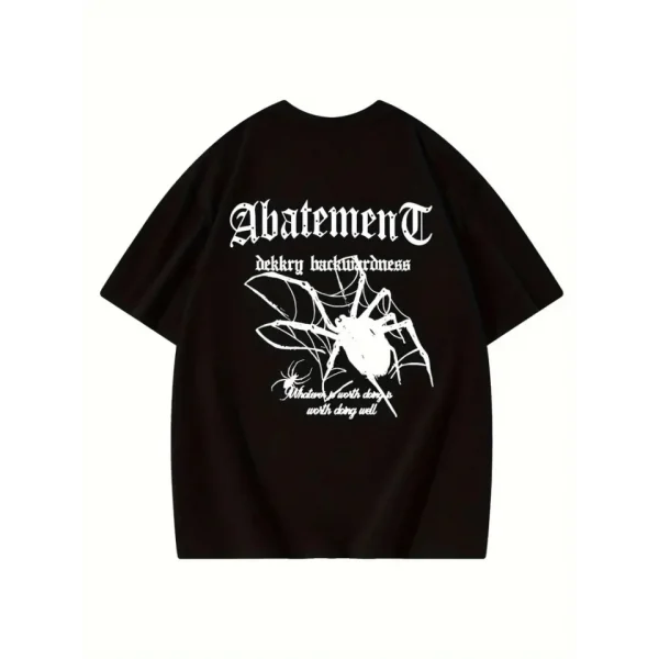 Baskılı Oversize Bisiklet Yaka T-shirt - Siyah