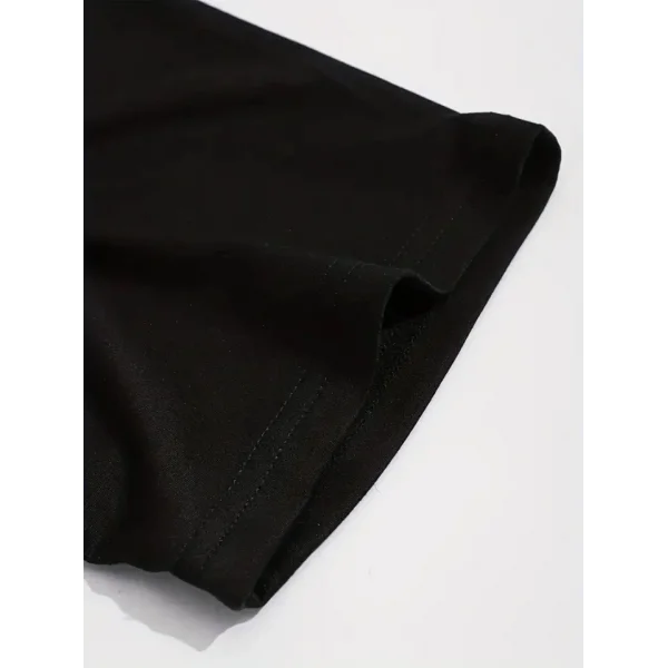 Baskılı Oversize Bisiklet Yaka T-shirt - Siyah