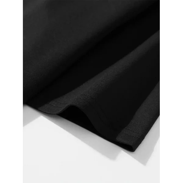 Baskılı Oversize Bisiklet Yaka T-shirt - Siyah