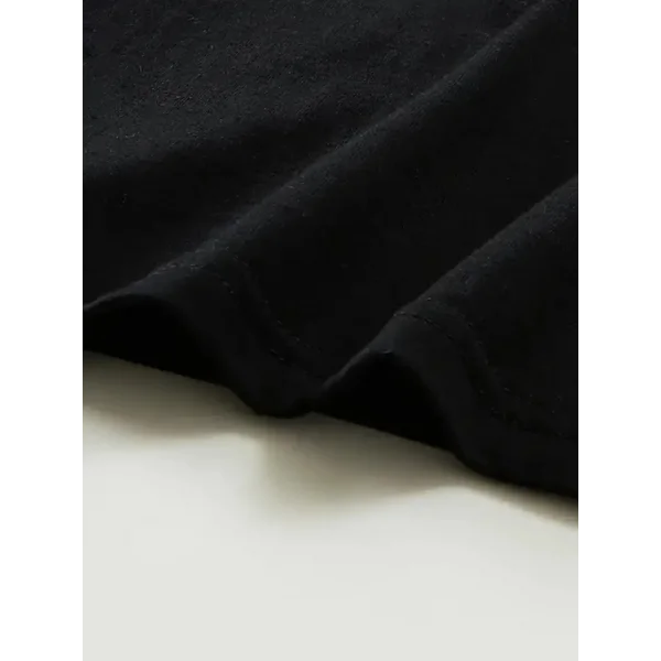 Baskılı Oversize Bisiklet Yaka T-shirt - Siyah