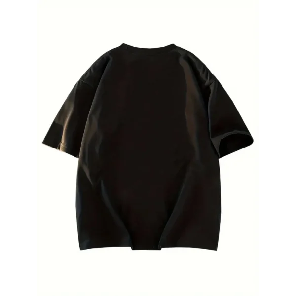 Baskılı Oversize Bisiklet Yaka T-shirt - Siyah