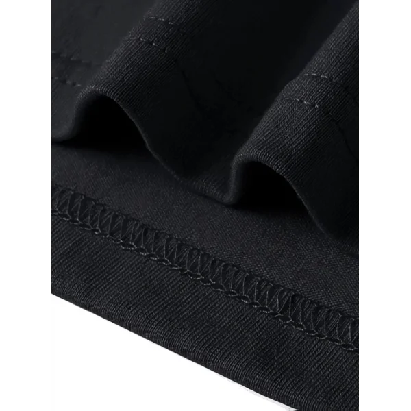 Baskılı Oversize Bisiklet Yaka T-shirt - Siyah