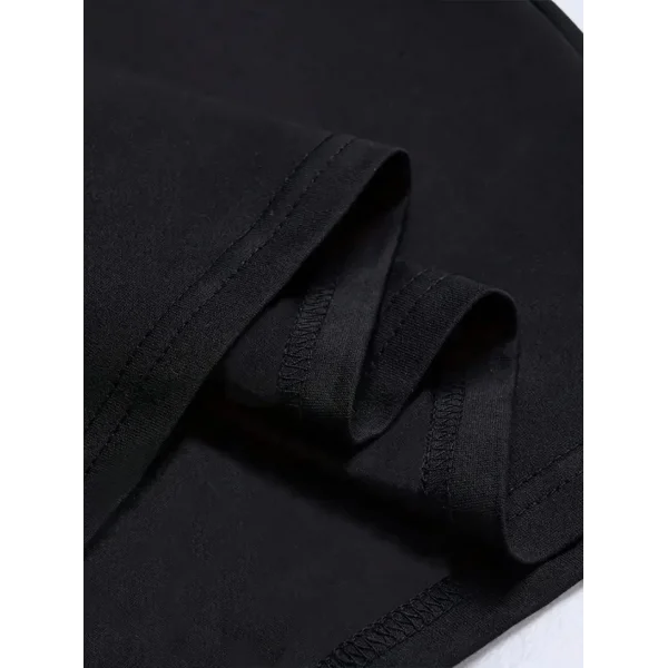 Baskılı Oversize Bisiklet Yaka T-shirt - Siyah