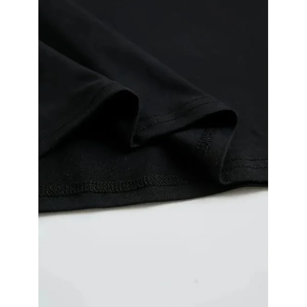 Baskılı Oversize Bisiklet Yaka T-shirt - Siyah