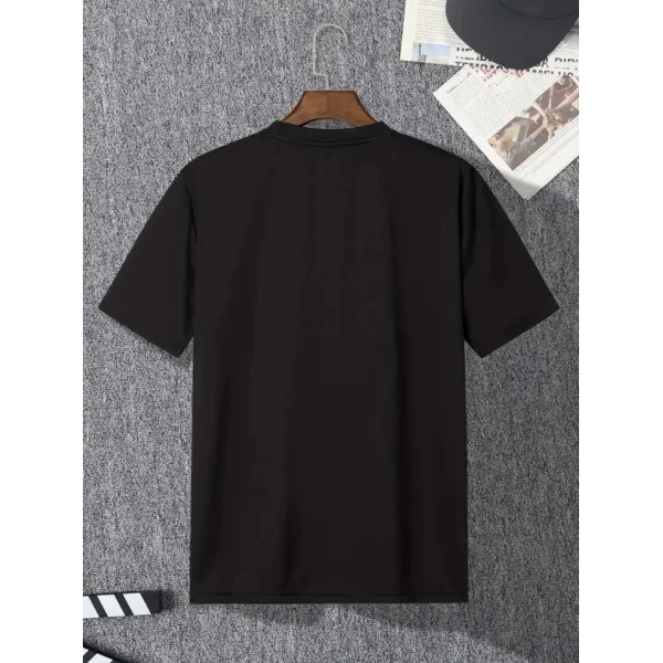 Baskılı Oversize Bisiklet Yaka T-shirt - Siyah