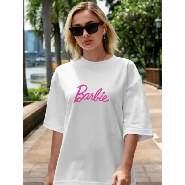 Baskılı Oversize T-shirt - Beyaz