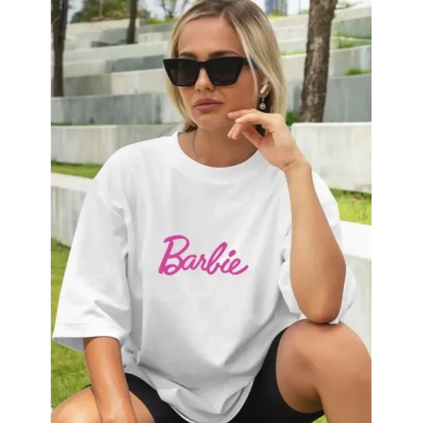 Baskılı Oversize T-shirt - Beyaz