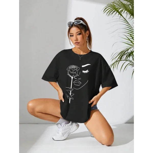 Baskılı Oversize Tshirt  iyah