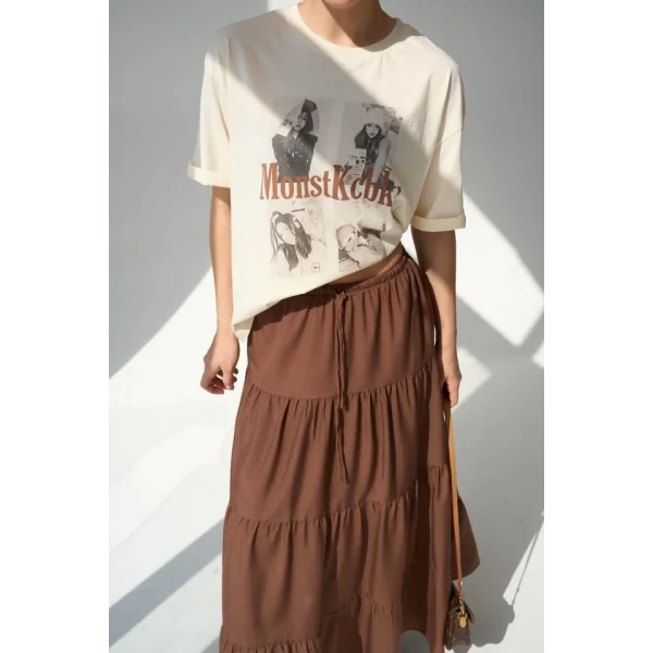 Baskılı T-Shirt - Ekru