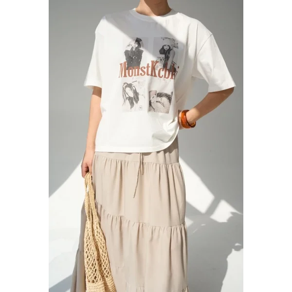 Baskılı T-Shirt - Krem