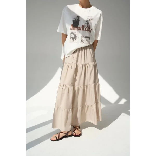 Baskılı T-Shirt - Krem