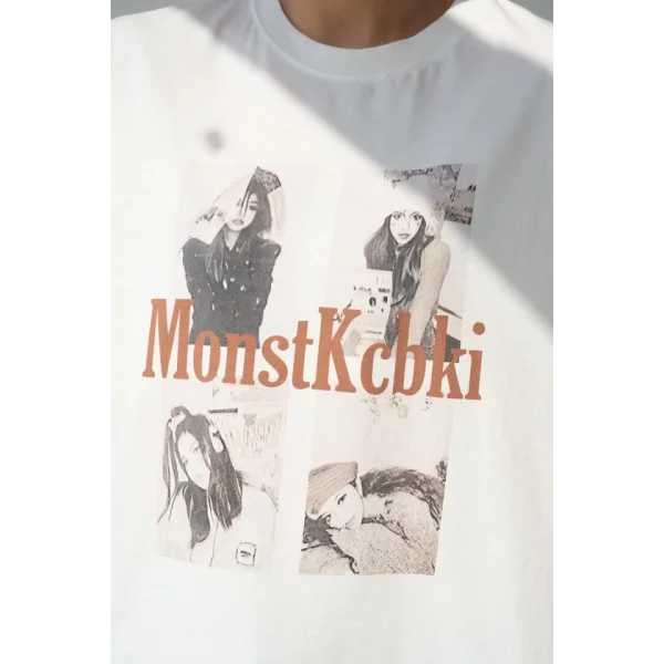 Baskılı T-Shirt - Krem