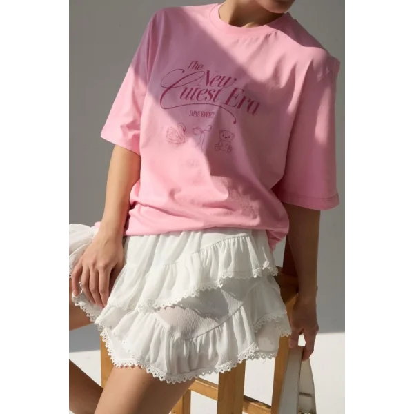 Baskılı T-Shirt - Pembe