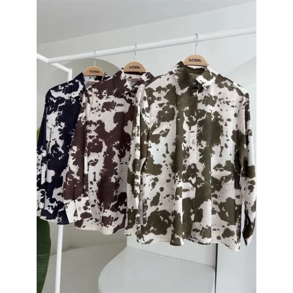 Batik Desenli Chanel Saten Gömlek 3467