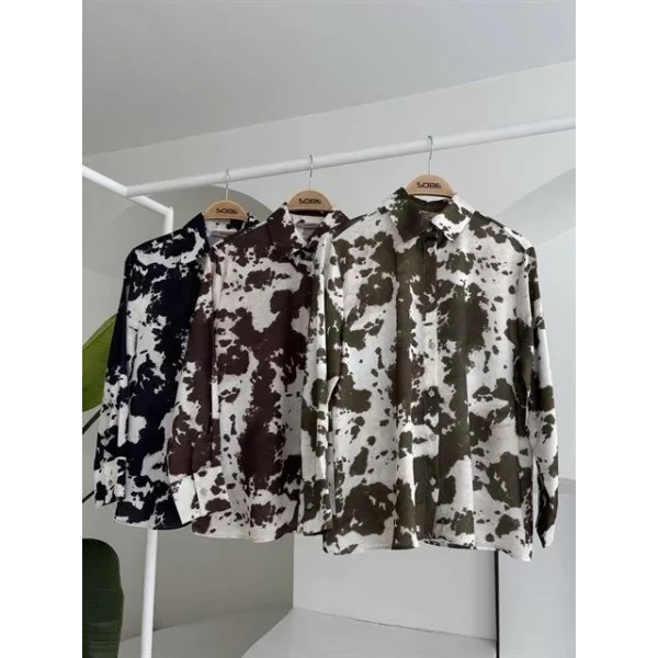 Batik Desenli Chanel Saten Gömlek 3467