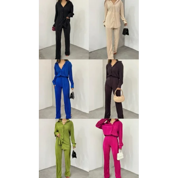 Bayrama Özel Kadın Düşük Omuz alaş Gömlek Ve Yırtmaç Detay İspanyol Paça Pantolon