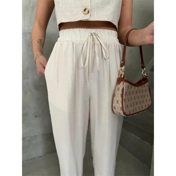 BE ATİK DETAYI ODA KUAŞ PANTOON  Bej