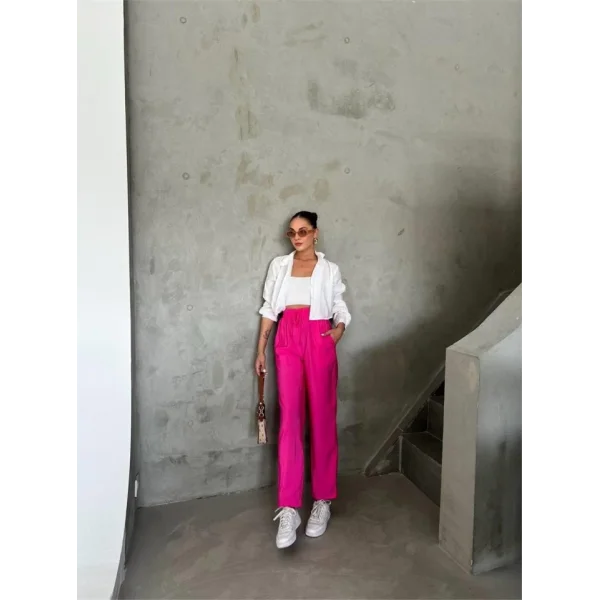 BE ATİK DETAYI ODA KUAŞ PANTOON  Fuşya