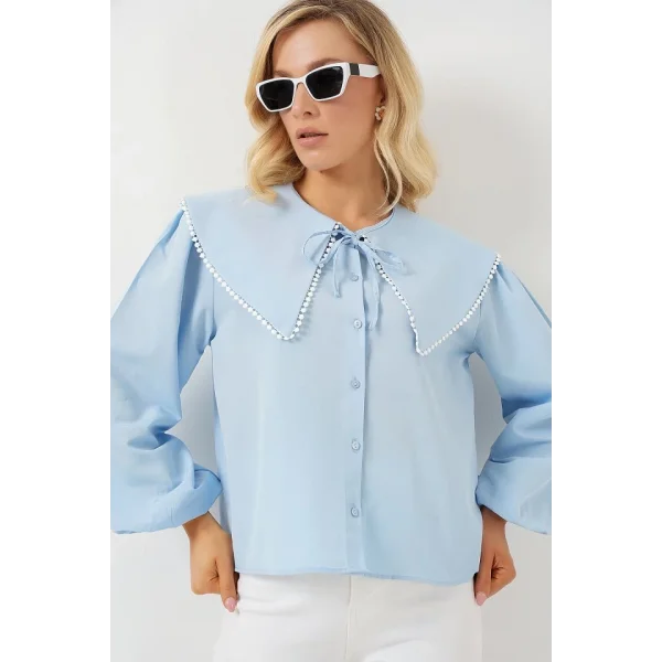 Bebe Yaka Gömlek 20314 - Mavi