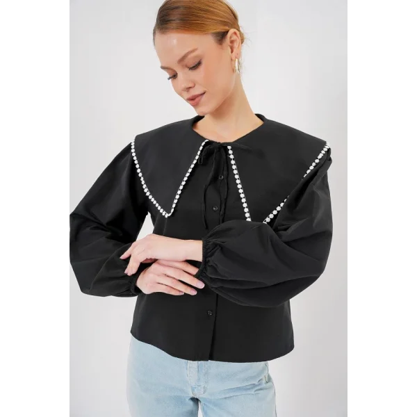 Bebe Yaka Gömlek 20314 - Siyah