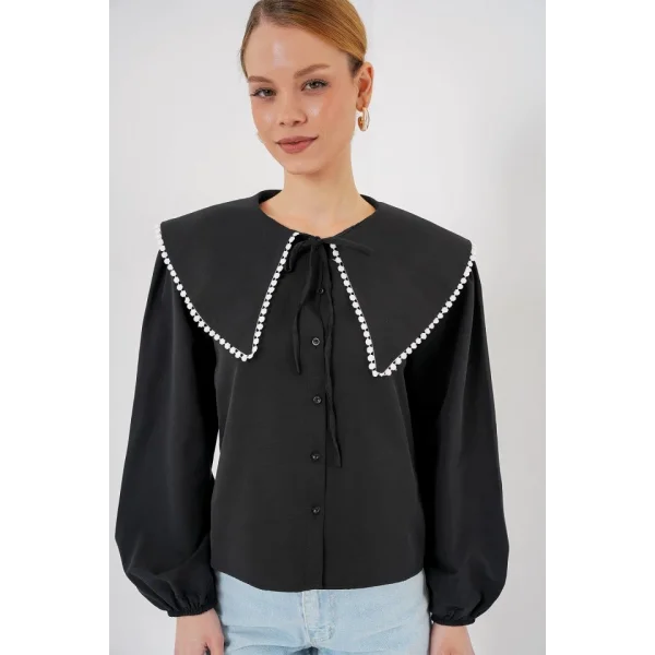 Bebe Yaka Gömlek 20314 - Siyah