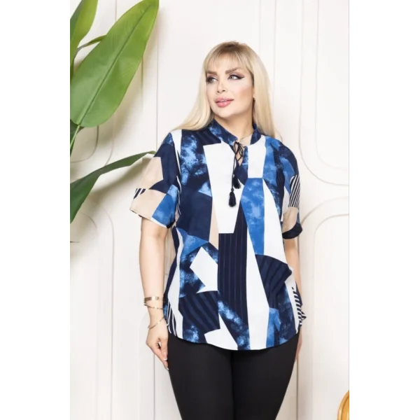 Bebe Yaka Püskül Detaylı Bluz Desenli