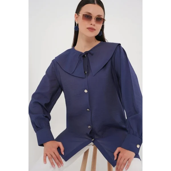 Bebe Yaka Uzun Tunik 5967 - İndigo