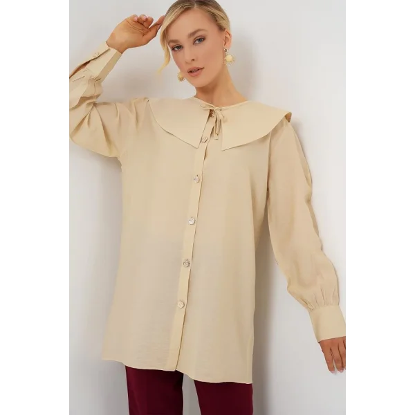 Bebe Yaka Uzun Tunik 5967 - Krem